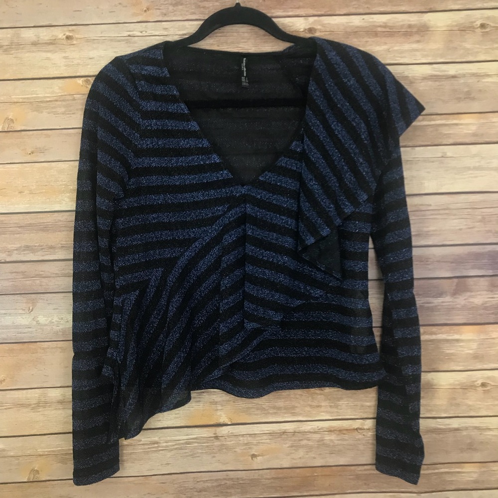 Zara Trafaluc Collection Striped Shimmery Top Sz L